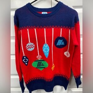 Aldi Gear Sweater Red Navy Ugly Christmas Logo Ornaments Festive Holidays Small